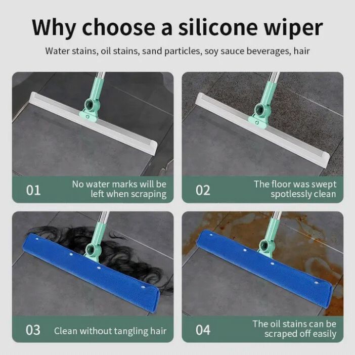 Magic Silicone Floor Wiper – 180° Rotating Handle