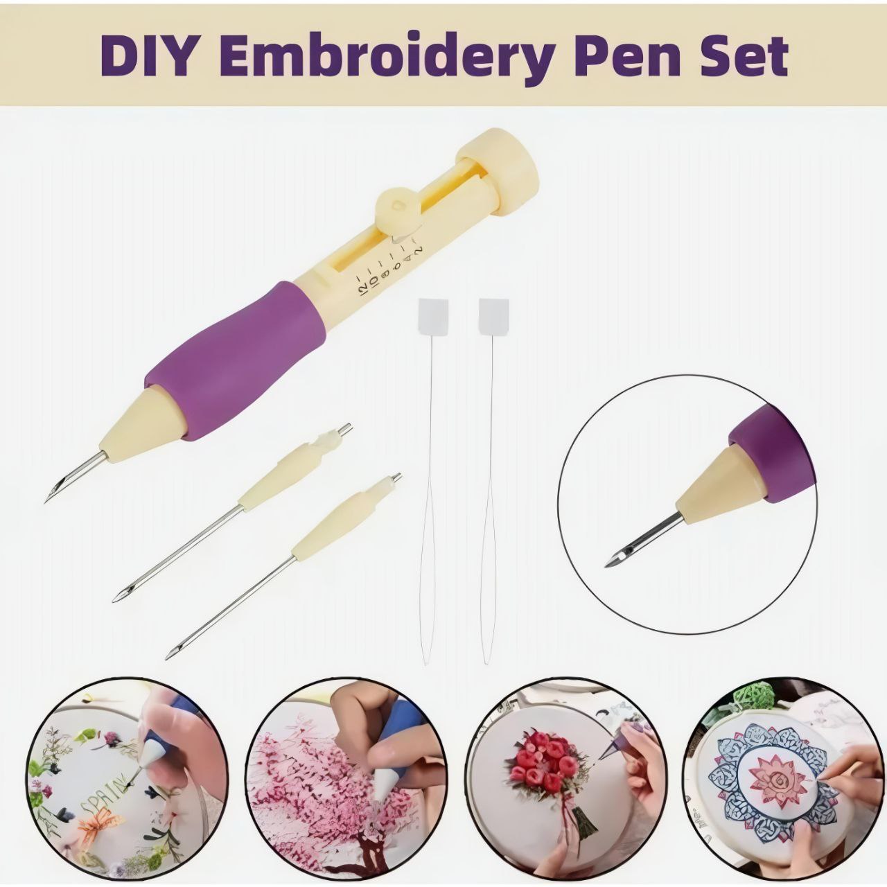 Punch Needle Tool with Threader – Make Embroidery Fun & Easy! (Purple)