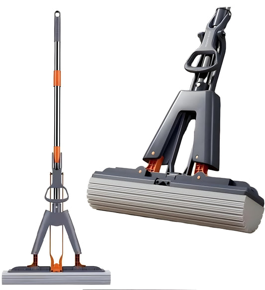 Premium Sponge Mop with Stainless Steel Handle – Easy Wring Butterfly Design
