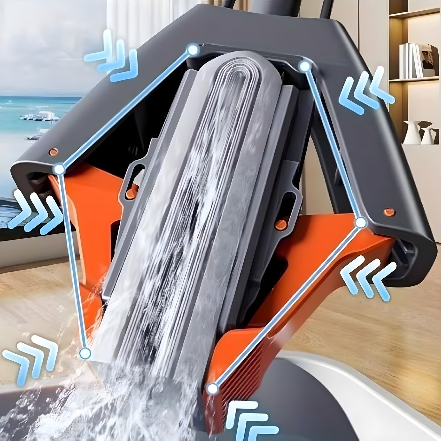 Premium Sponge Mop with Stainless Steel Handle – Easy Wring Butterfly Design